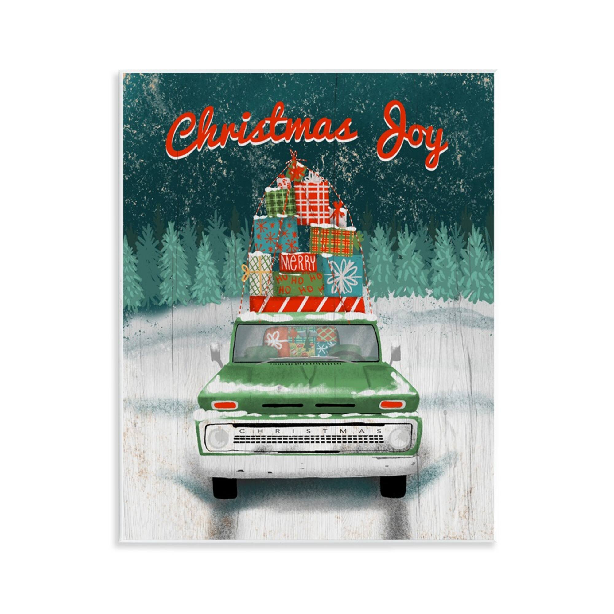 Stupell Industries Christmas Joy Rustic Truck Wall Plaque